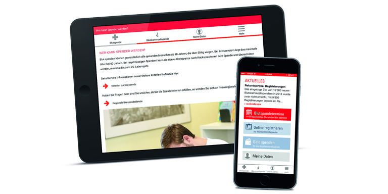 Blutspende App auf dem Handy oder Tablet